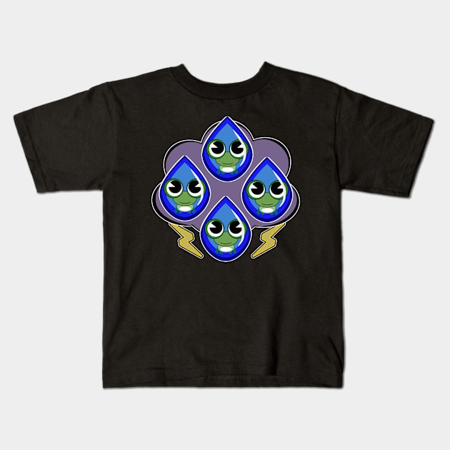 Raining Kawaii Frogs, Thunderstorm Rain Fall Kids T-Shirt by Redmanrooster